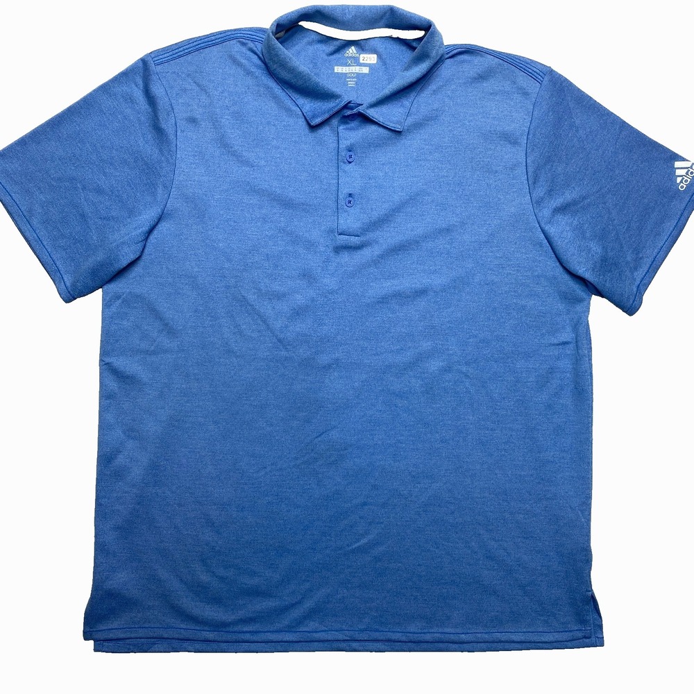 Adidas Polo Shirt Mens XL Blue Short Sleeve Performance Sport